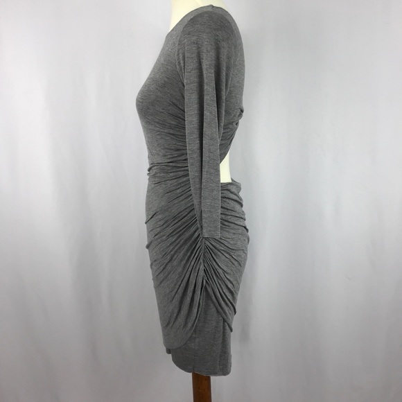 Heather Gray Back Twist 3/4 Sleeve Mini Dress - Picture 6 of 8